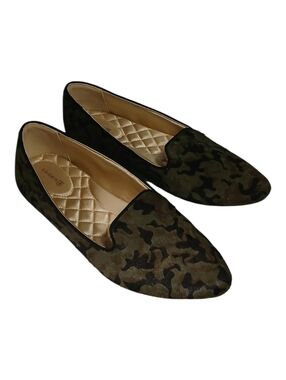 Birdies The Blackbird Women's Flats Green Camo Calf Hair Slip-On Shoes-Size 9.5